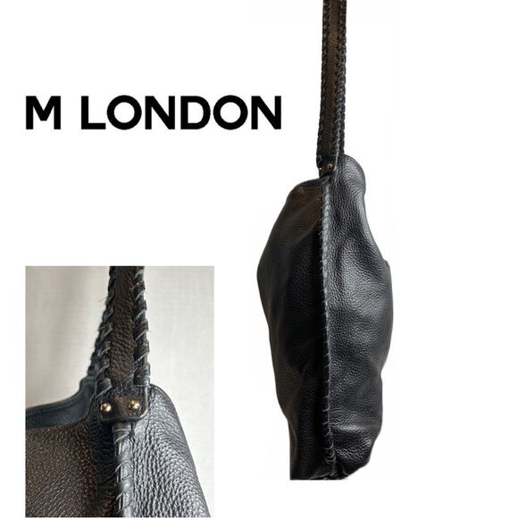 M. London Black Pebbled Leather Shoulder or Tote Bag - Picture 3 of 4
